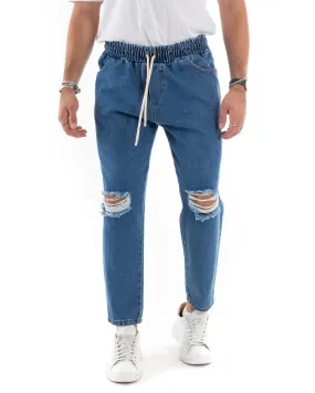 Pantaloni Jeans Uomo Regular Fit Denim Basic Pantalaccio Taglio al Ginocchio Casual GIOSAL-P5523A