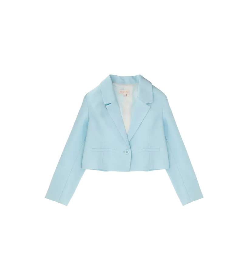 Please Monocolour girl's single-breasted jacket with single button JB01130G62 pure water