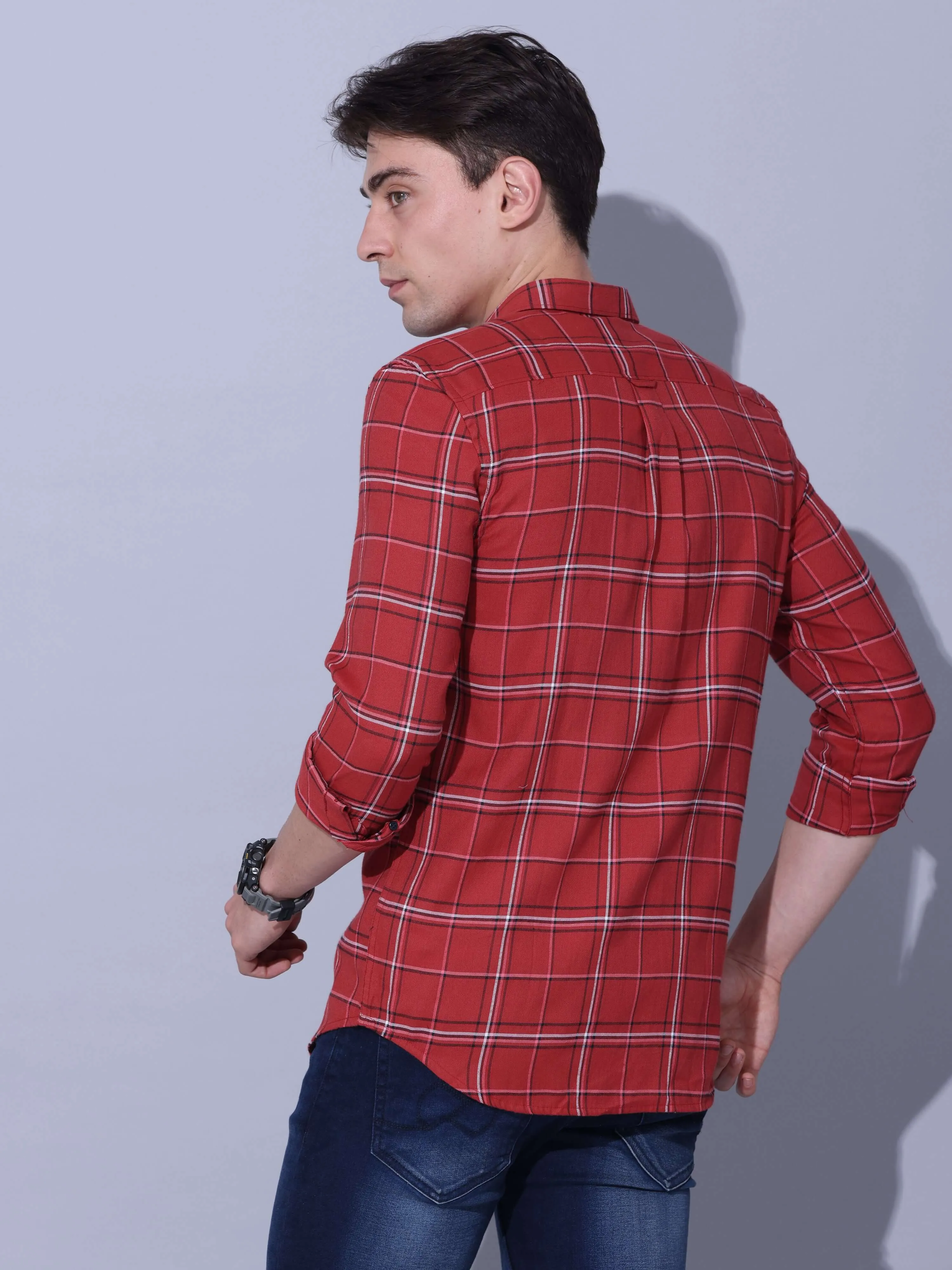 Red Check Casual Shirt