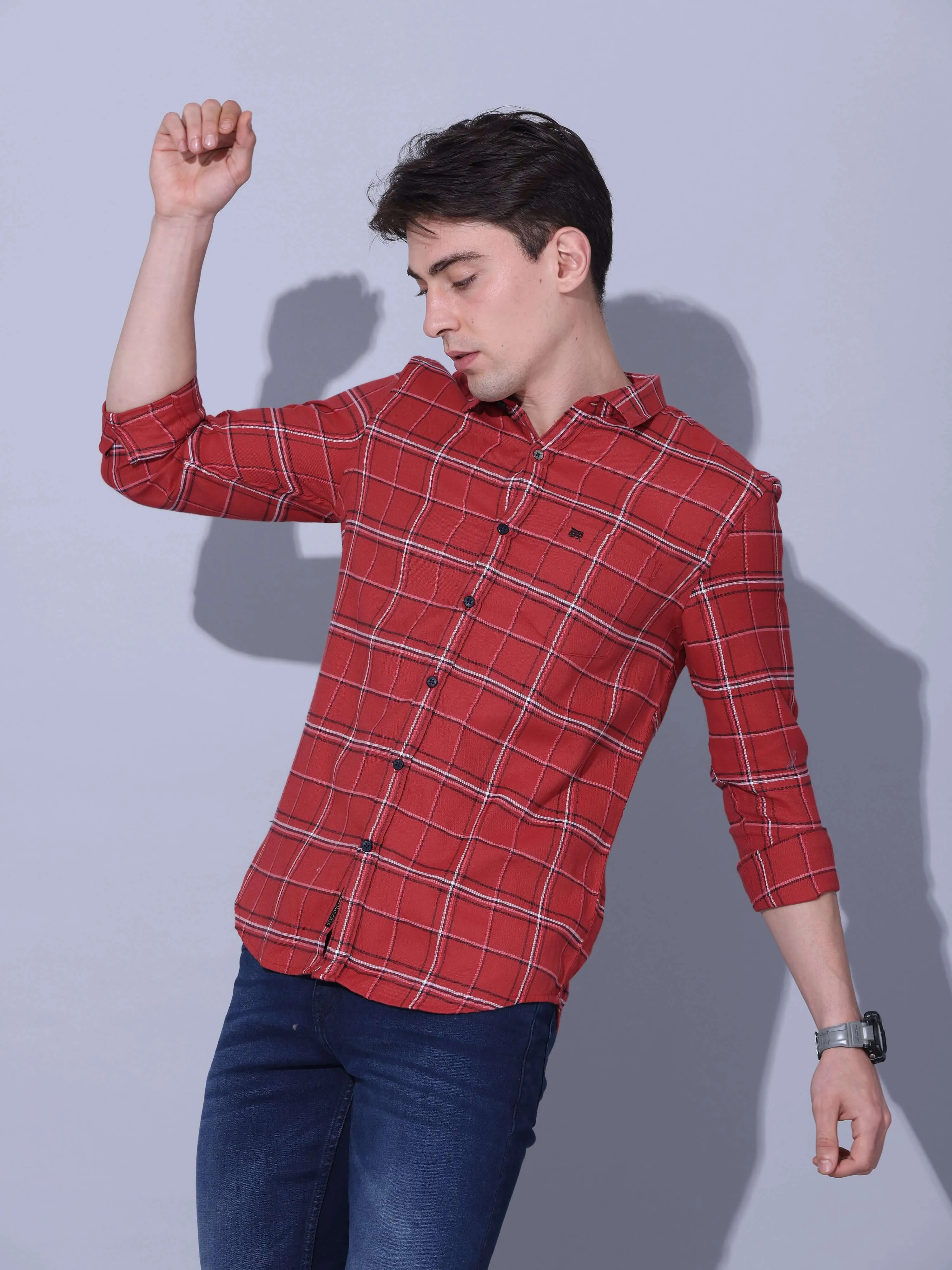 Red Check Casual Shirt