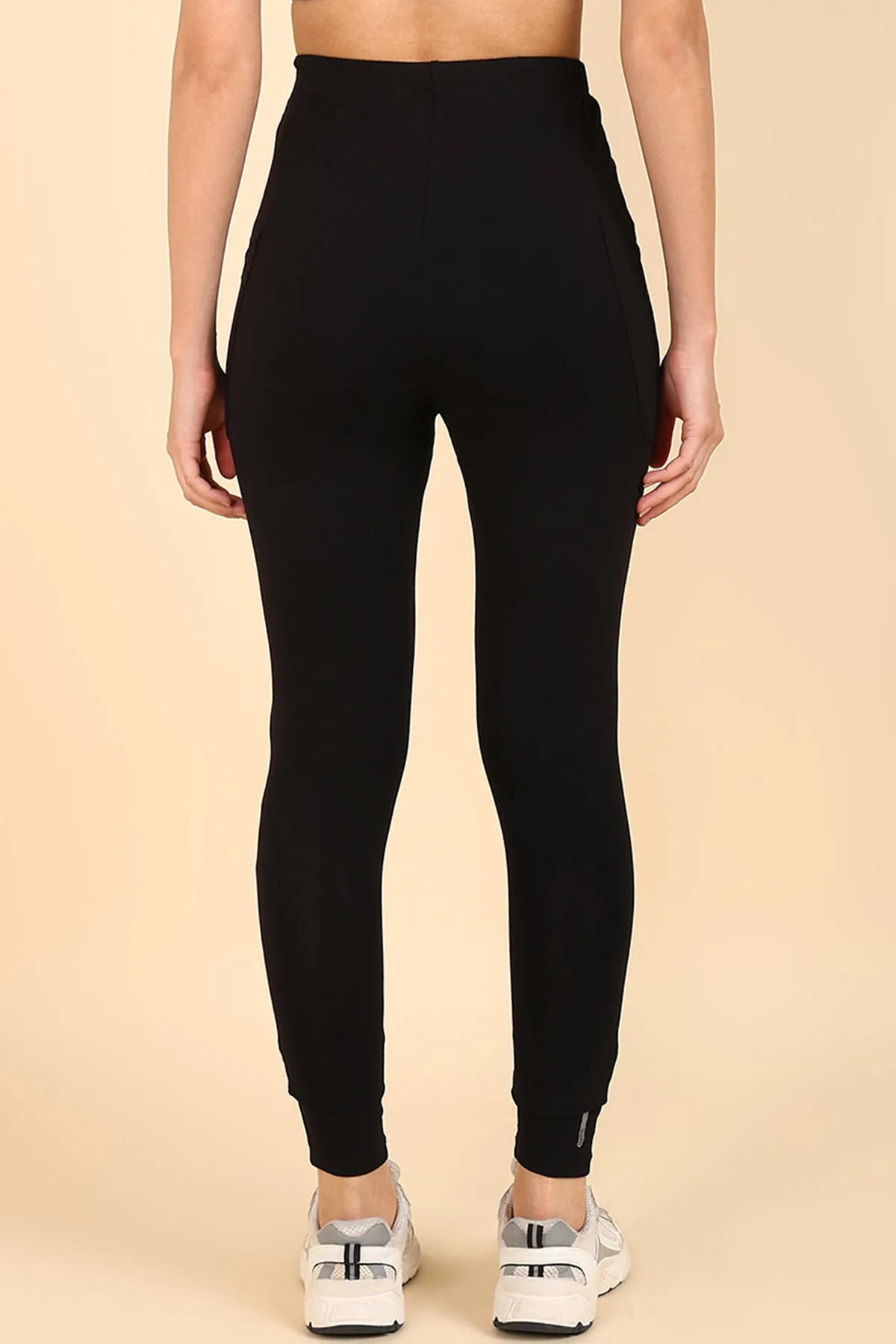 Ribbed Cotton Black Maternity Legging (Pregnancy & Postpartum)