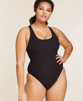 The Tulum One Piece - Ribbed - Black - Long Torso