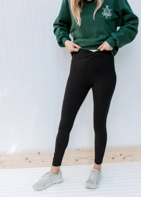 V Front Black Leggings