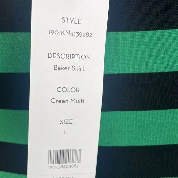 VeronicaBeard NWT Black Green Striped Knit Pencil Skirt