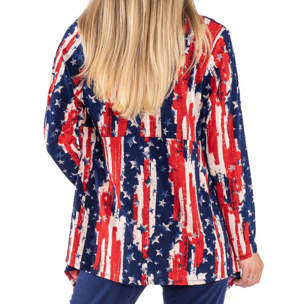 Women's Made in USA Stars and Stripes Sharkbite Cardigan