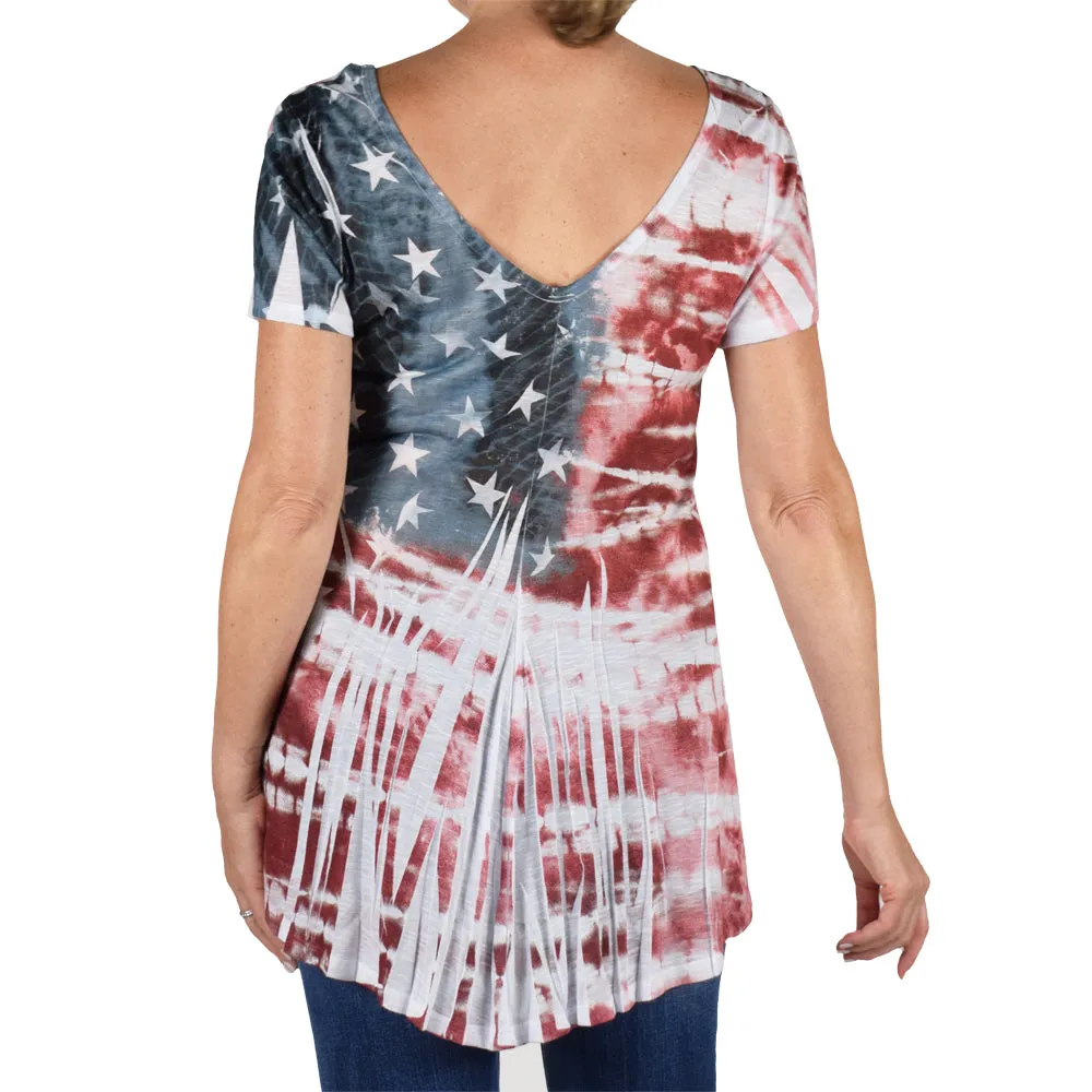 Women's Made in USA Tie-Dye and Rhinestones T-Shirt