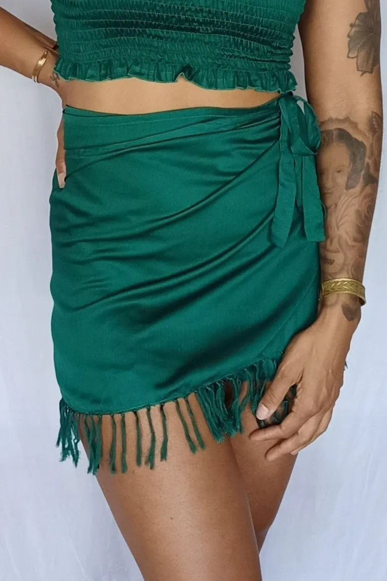 Wrap Mini Skirt in Forest